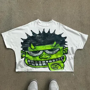 Özel üretici yüksek kalite adam streetwear boy kırpılmış boxy t-shirt grafik % 100% pamuk ağır erkek t shirt