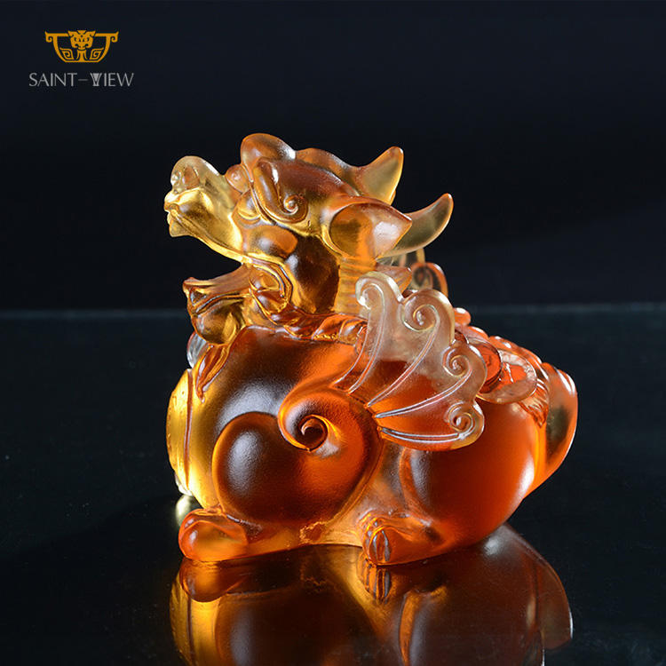 Crystal Feng Shui Wholesaler Couple Dragon Pixiu Fengshui Figurines Money Drawing Liuli Craft