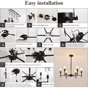 Lampada da soffitto moderna ASGYISA con montaggio Semi filo Sputnik nero lampadario pendente con 4000K CCT industriale in metallo per fattoria - Product Image 2