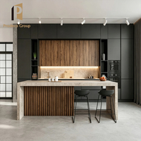 Meubles de cuisine modernes en placage de bois, finition chêne naturel, pour immeubles d'appartements