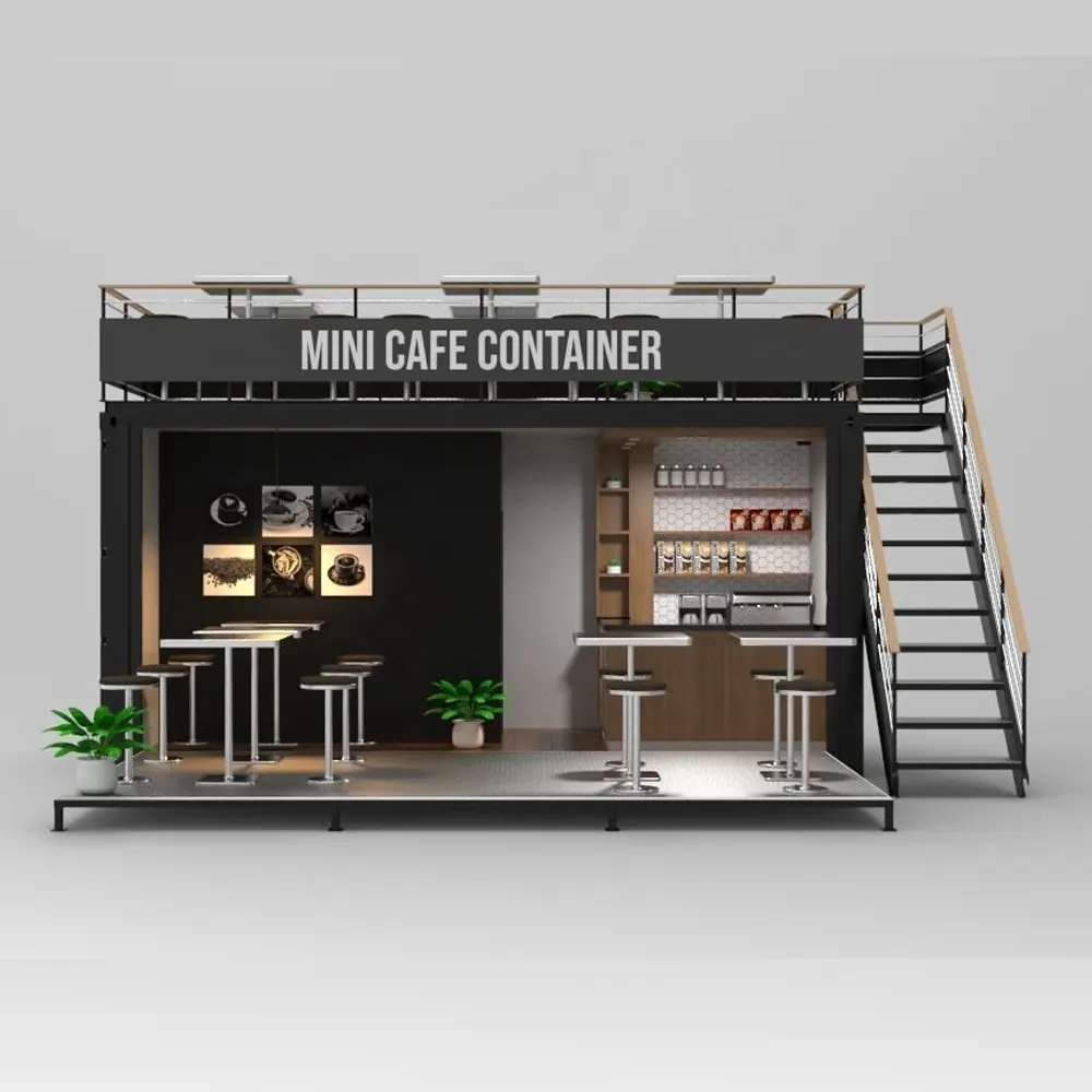 Prefabrik katlanabilir Cafe konteyner kahve dükkanı 20FT konteyner restoran lüks kargo konteyneri Bar mutfak
