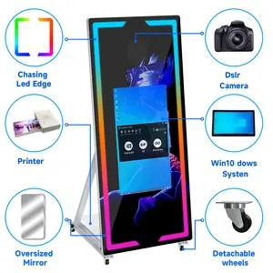 Magic Digital Mirror Photo Booth Led Frame Beauty 65inch Touch Screen Mirror Photobooth Printing With Camera And Printer