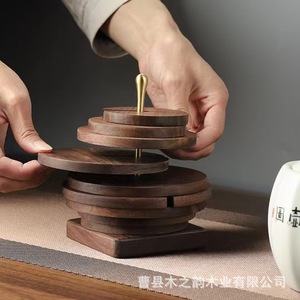 Posavasos Aislante de Calor de Nogal Negro, Tapete de Madera Maciza para Ceremonia del Té, Tapete Duradero para Mesa de Comedor - Product Image 2