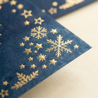 Rouleau de papier cadeau de Noël bleu marine enduit avec feuille d'or, emballage de luxe pour cadeaux de fêtes