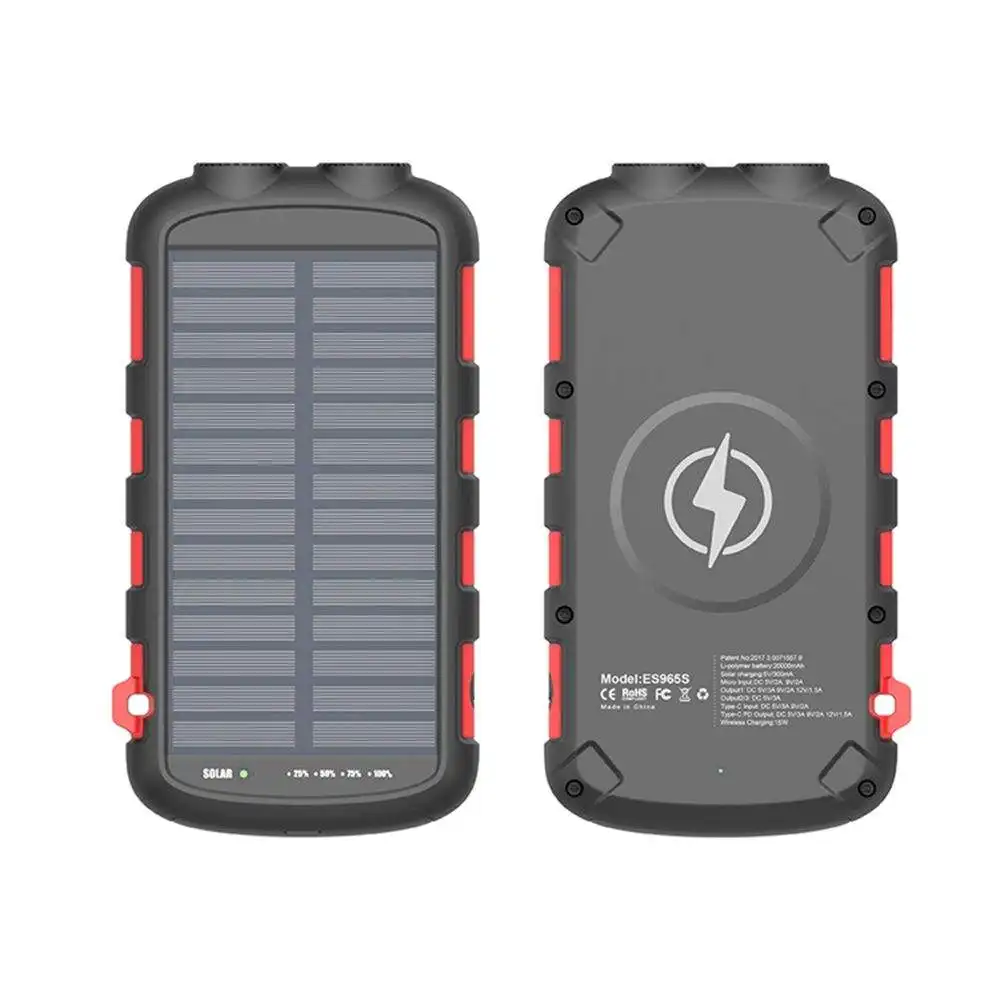 Outdoor Waterproof Solar Mobile Power 20000mAh Portable Cell Phone Power Bank