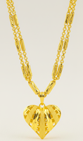 Collier unisexe en laiton plaqué or 24 carats de Dubaï, pendentif cœur pêche, style luxe, chaîne à maillons