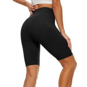 Celana pendek pengendara sepeda motor cetak Digital Wanita dibuat sesuai Logo kustom celana pendek olahraga pinggang tinggi elastis desain modis 2024