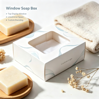 Boîte à savon personnalisée en papier blanc avec fenêtre, acceptant les commandes d'échantillons, boîte recyclable pour l'emballage de savon artisanal