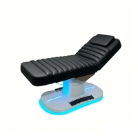 Table de massage de luxe dorée pour salon de beauté, lit de beauté blanc électrique incurvé pour soins du visage et cils avec 3 moteurs