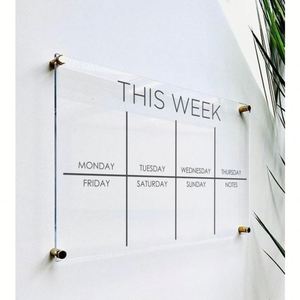Calendrier magnétique hebdomadaire et mensuel en acrylique effaçable à sec, personnalisé, transparent, pour réfrigérateur, planificateur de repas, tableau de notes, épaisseur 3 mm - Product Image 3