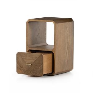 Mesita de Noche Minimalista Única con Cajón Individual, Gabinete Estrecho de Madera Estilo Nórdico - Product Image 3