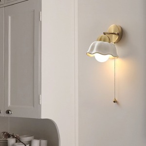 Japanese Minimalist Vintage Ceramic Wall Lamp High-End <b>Pull</b> Cord Bedside Lamp for Palace Hotel Homestay Study for Living Room - Product Image 1