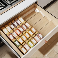 Organisateur de tiroir à épices 4 niveaux en acrylique transparent réglable et extensible 13-26 pouces pour bocaux à épices, insert de tiroir de cuisine