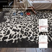 Tapis tissé Wilton rayé noir pour salon, luxe léger, haut de gamme, antibactérien, sans formaldéhyde, imprimé léopard vintage