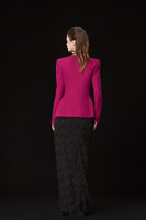 Toptan Fiyat Orman Gülü ve Mücevher Koyu Pembe Peplum Ceket Kadın Blazer 2 Cepli Polyester/Pamuk Nefes Alabilen ODM Vietnam