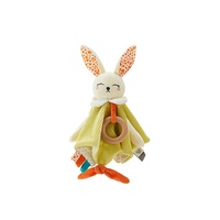 Couverture de confort pour bébé OEM Lapin, jouet à hochet en peluche multifonctionnel doux pour la bouche, jouet d'éveil à griffer avec papier froissé