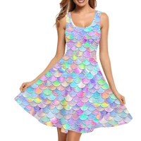 Robe d'été personnalisée à imprimé écailles de poisson pour femme, robe débardeur sans manches par sublimation, robes midi élégantes et décontractées pour filles, livraison directe
