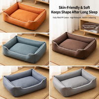 Lit pour animaux de compagnie en polyester doux, lit rectangulaire pour chien, lit pour chat, coton PP, nid de sommeil intérieur toutes saisons