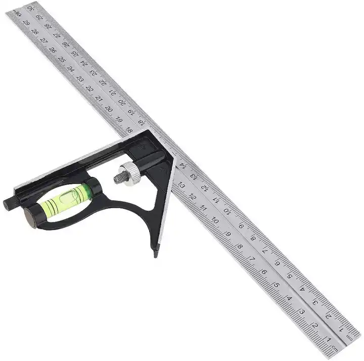 12 Combo-Square with Bubble Level Adjustable Right Angle Ruler