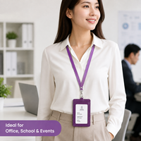 Porte-badge en cuir PU personnalisé avec logo d'entreprise, étui pour carte d'identité avec cordon de cou, idéal pour l'école, le bureau et les expositions
