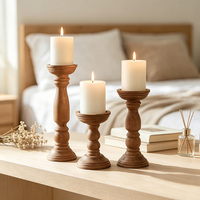 Ensemble de 3 bougeoirs en bois style Cottage, décoration rustique pour table à manger, bougeoirs rétro de 12'', 9'' et 6''.