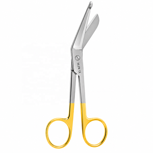 Ciseaux à pansements chirurgicaux MJW Lister à lame angulaire, poignées à anneaux dorés, en acier inoxydable, outil médical de prédiction de précision, CE OEM ODM - Product Image 1