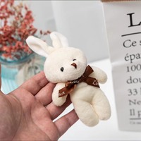 Porte-clés en peluche lapin Teddy de 12 cm en gros, mini porte-clés lapin Teddy, porte-clés personnalisé en petite poupée en peluche, porte-clés doux en peluche