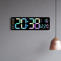 Chiffres colorés grand écran 13 pouces LED horloge murale numérique nordique Simple salon décor à la maison Table bureau réveil