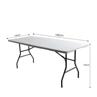Table pliante légère et portable en HDPE, tabouret de conférence, table de repas extérieure, design moderne, blanc, pour la maison, l'hôtel et le parc