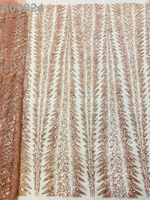 Tissu de dentelle de créateur en or français, paillettes, perles, broderie de dentelle pour robes de soirée