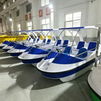 Bateau à pédales classique en fibre de verre à vendre, équipement de divertissement aquatique extérieur, 4-5 passagers, capacité 100-500 kg, 400x150x160 cm