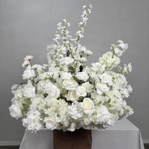 DKB <span class=keywords><strong>tutto</strong></span> <span class=keywords><strong>bianco</strong></span> pavimento artificiale decorazione fiori realistico fiori bianchi misti fiori per evento ingresso pavimento decorazione - Product Image 2
