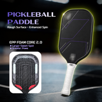 Raquette de pickleball en fibre de carbone T700 thermoformée entièrement en mousse, à friction allongée, RPM Q2 14MM 16MM, personnalisable OEM pour tournoi