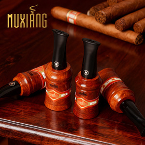 Muxiang Cigar Filter Mouthpiece Portable Fragrant Briar Wood Round Shape Gift Box Included - Product Image 1