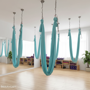 Hamac de yoga aérien, hamac <span class=keywords><strong>volant</strong></span> rose avec support, hamac de yoga à inversion de gravité pour la maison et la salle de sport - Product Image 2
