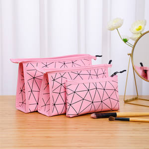 I-0496 3 pièces/ensemble étanche PU trousse de maquillage avec fermeture éclair Portable stockage toilette organisateur voyage poche cosmétique sac - Product Image 4