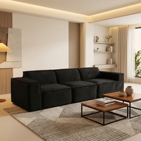 Canapé sectionnel moderne trois places confortable et inclinable avec mousse à mémoire de forme, forme carrée, rembourrage en tissu et éponge pour salon