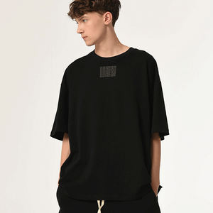 ขายส่งสีดำหลวมจดหมายพิมพ์คลาสสิกรอบคอโลโก้ที่กำหนดเอง3D พัฟพิมพ์เสื้อยืดสำหรับผู้ชายผ้าฝ้าย100% - Product Image 1