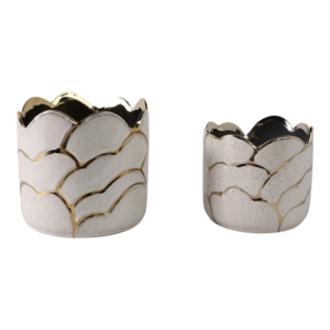 Vasi in Ceramica Decorativi Moderni con Dettagli Dorati per Uso Interno ed Esterno - Product Image 1