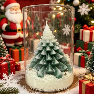Yeni Çay Kokulu Cam Bardak Şeklinde Noel Ağacı Aromalı Mum Noel Tatili 12-24 Saat Yanma Süresi; Fabrikadan Doğrudan Satış - Product Image 1