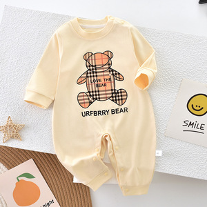 Tutina per Neonati Primavera e Autunno, Abbigliamento Classe A, Puro Cotone, Unisex, Pagliaccetto Senza Cuciture con Spalle Aperte - Product Image 1
