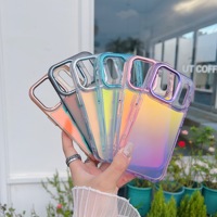 Étui de luxe transparent en TPU antichoc et étanche pour 17 Pro Max avec support de fenêtre pour appareil photo, design brillant à peinture UV