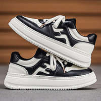 Nouvelles Chaussures Homme Printemps MK30 en Cuir à Semelle Épaisse Rehaussante, Baskets Blanches Polyvalentes Décontractées