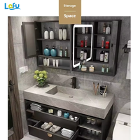 Ensemble de salle de bain moderne pour ferme hôtel finition laquée dalle de roche minimaliste céramique sans couture lavabo intégré lavabo évier