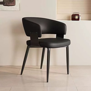 Silla de Comedor de Cuero de Diseño Moderno para Restaurante de Alta Gama, Vestíbulo de Hotel y Comedor de Lujo, Estilo Escultural - Product Image 3