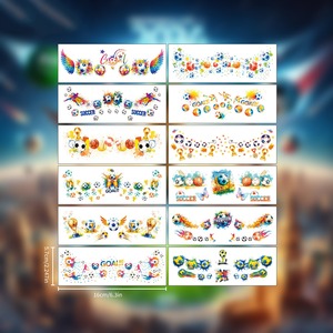 Soccer Theme Decorative Stickers Rectangular Self-Adhesive <b>Paper</b> Sticker Set for Home Decoration 16cm x 5.7cm - Product Image 1