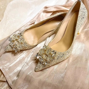 Zapatos de <span class=keywords><strong>Tacón</strong></span> Alto de Cristal para Mujer con Logotipo Personalizado, Zapatos de Novia Stiletto, Envío Rápido de Fábrica - Product Image 1