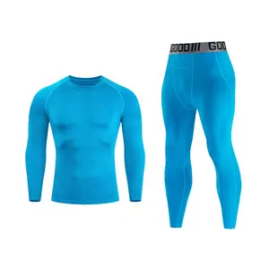 Vêtements de fitness Logo personnalisé Polyester Élastique Basketball Cyclisme Sportswear Compression Baselayer GYM Workout Shirt Leggings Set