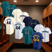 Maillot de baseball Seattle Rodriguez 44 pour homme, uniforme d'équipe à manches courtes, respirant, séchage rapide, maille, coupe régulière, toutes saisons, personnalisé
