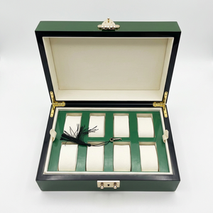 Boîte à montre de luxe en bois vert, vente en gros, personnalisable OEM, coffret cadeau pour montre mécanique automatique, ensemble complet avec présentoir - Product Image 1